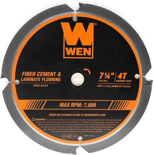 WEN BL0704 4-Tooth Diamond-Tipped (PCD) Professional Circular Saw Blade for Fiber Cement and Laminate Flooring